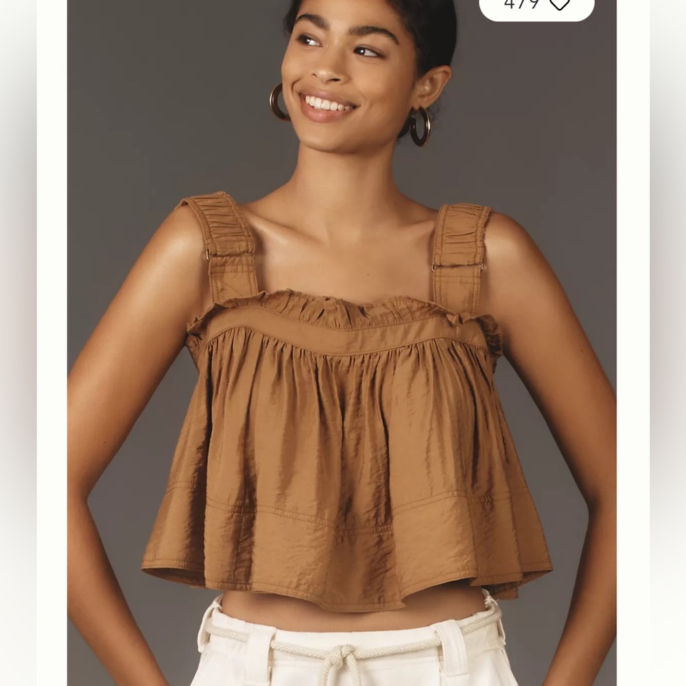 Anthropologie Pilcro Cropped Swing Tank in Brown, Size Small, NWOT